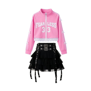 少儿舞蹈爵士舞服装潮酷时髦女童演出服穿搭一整套跳舞KPOP套装