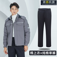 (Коротко) Серый хлопчатобумажный курт+хлопчатобумажные брюки