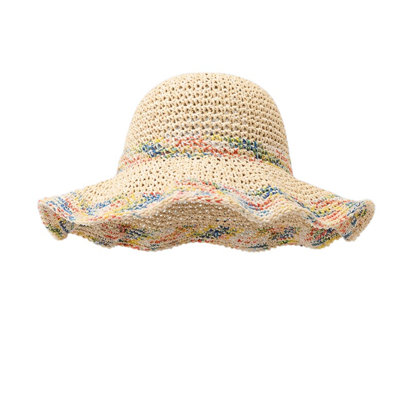 彩色编织度假风遮阳草帽女夏季