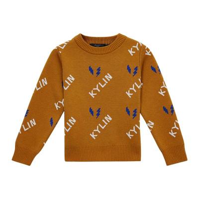 米喜迪童装初春男童字母提花韩版长袖毛衫