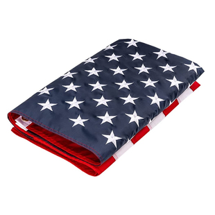美国刺绣国旗3*5FT批发制作210D牛津布拼接出口款户外悬挂带两个铜扣150*90cm绣花旗帜定制