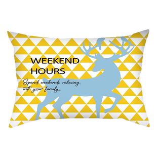 北欧抱枕套靠枕靠垫麋鹿马午睡黄蓝色沙发客厅床头装饰简约暖黄