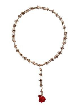 Ettoi红玫瑰项链花朵吊坠手链