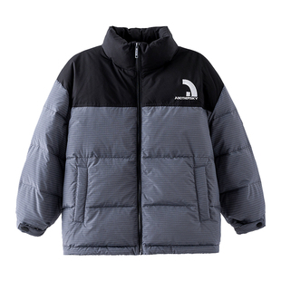 羽绒服男童冬季韩系拼接跳色保暖免洗外套2025新款儿童冬装滑雪服