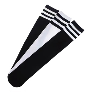 六指鼠儿童袜子纯棉黑白条纹中筒袜小学生过膝长袜男童女童足球袜