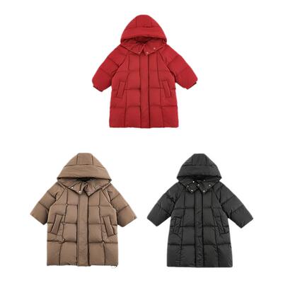 幼悠童装男童羽绒服2025新款中长款连帽小方格加厚时尚保暖外套潮