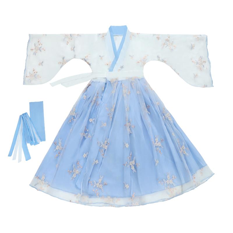 儿童表演服汉服中国风合唱服襦裙女童连衣裙女孩公主裙古筝演出服