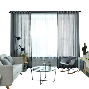 美式奢华镂空装饰网红透光加厚格子纱帘门帘客厅卧室阳台飘窗帘