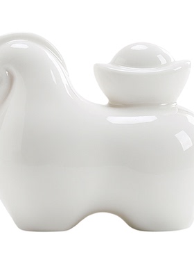 创意招财唐马摆件羊脂玉陶瓷