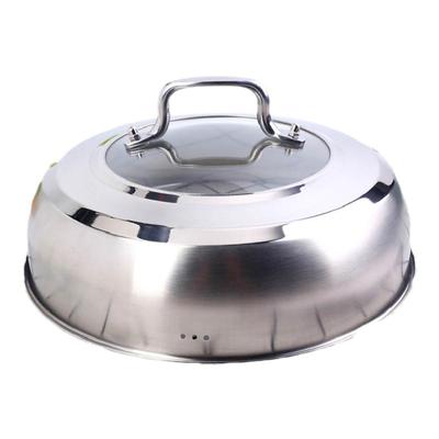 锅盖不锈钢盖子高盖加厚加高蒸锅盖家用铁锅圆形盖汤锅带汽孔炒锅