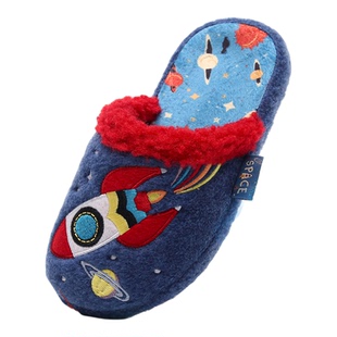 儿童拖鞋秋冬男童防滑保暖加绒室内家居卡通恐龙足弓硬底亲子棉拖