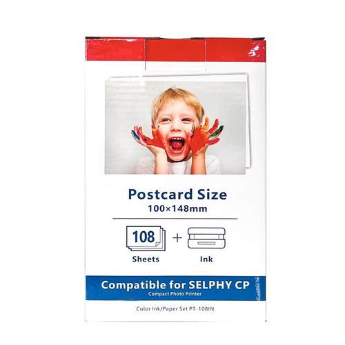 适用佳能CP1500相片纸3寸 5寸 6寸相片纸CP1200 CP1300照片墨盒碳带色带相片纸热升华RP/PT108IN代用相片纸