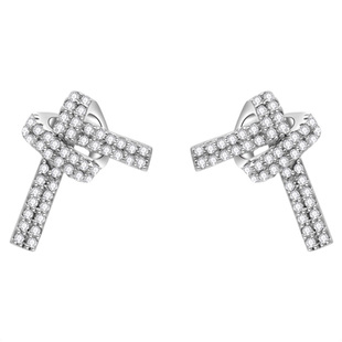 STANDii手作 高品质打结耳钉锆石微闪镶钻耳环精致日常通勤小巧