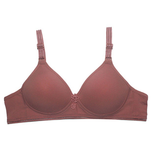 中老年无钢圈文胸薄款无痕光面小胸调整睡眠内衣女聚拢胸罩双排扣