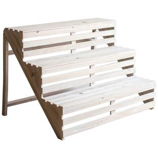 实木阶梯花架户外防腐木三层梯形置物架植物展示架阳台花盆架子