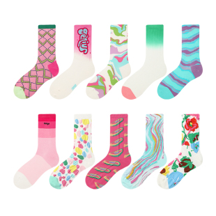 文艺复兴原创女袜春新款多巴胺中长筒袜ins潮芭比秋季少女棉袜子