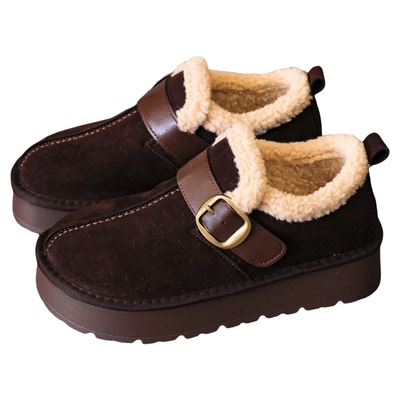 休闲棉鞋复古加绒勃肯鞋增高女鞋
