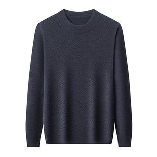 鄂尔多斯市产100%纯山羊绒衫男半高领高端品牌精纺加厚针织衫毛衣