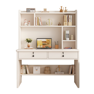 2026新款实木书桌书架一体家用学生写字桌卧室电脑桌学习办公桌子