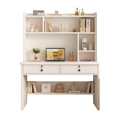 全实木书桌书架一体电脑桌