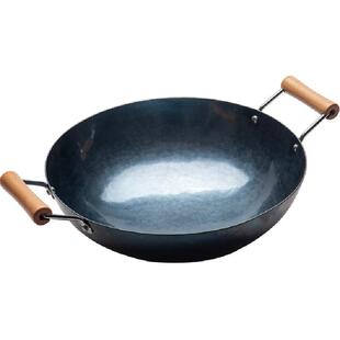 章丘铁锅官方旗舰传统不易粘无涂层炒锅圆融老式双耳炒菜锅家用