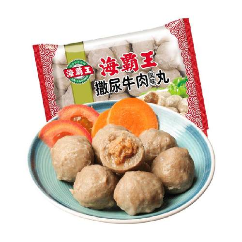 海霸王撒尿牛肉风味丸500g包心爆浆肉丸子火锅关东煮食材4件购