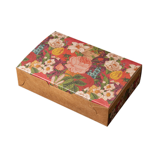 复古花朵纸盒4粒6粒中秋月饼盒冰皮肉饼纸盒中式糕点牛皮纸包装盒