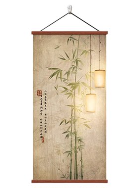 宋代美学玄关绿竹装饰画茶室挂画