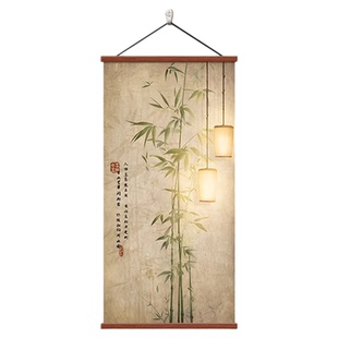 宋代美学玄关绿竹装饰画入户正对门走廊过道新中式茶室禅意境挂画