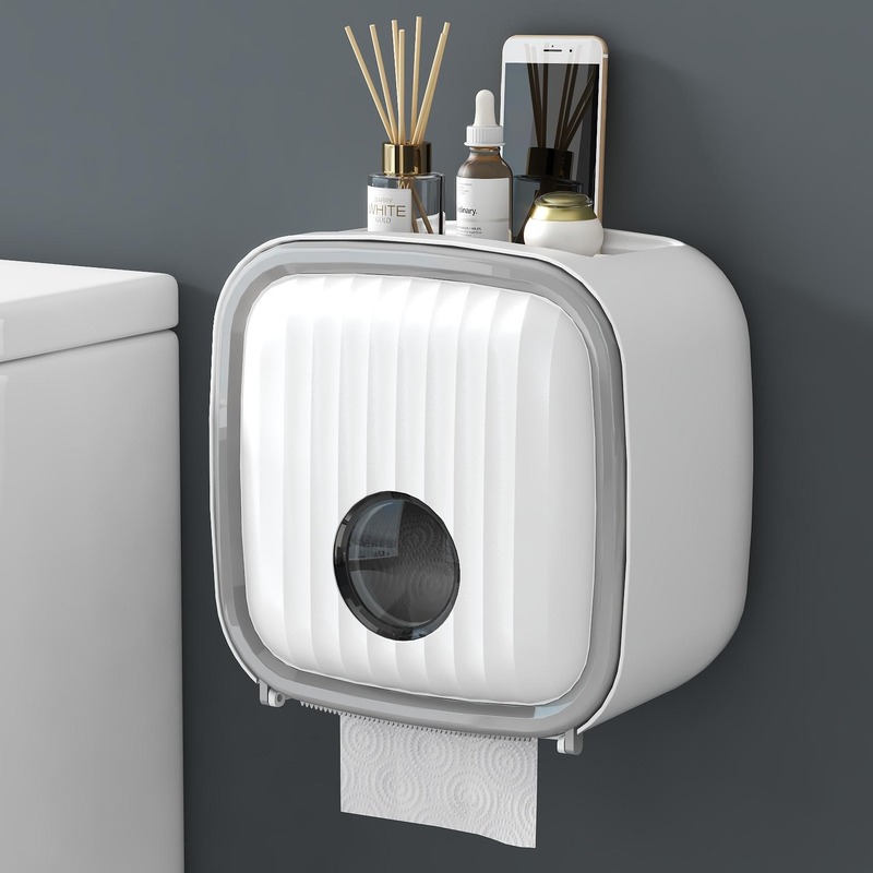 卫生间纸巾盒壁挂式防水厕所抽免架厕轻纸盒卷纸卫生纸奢打孔纸盒
