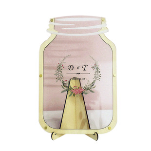 透明婚礼木质签到簿年会爱心签名册实木相框创意商务活动签字本