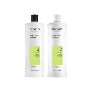 NIOXIN丽康丝2号防掉脱发丰盈蓬松控油洗发水护发素洗护套装1L*2