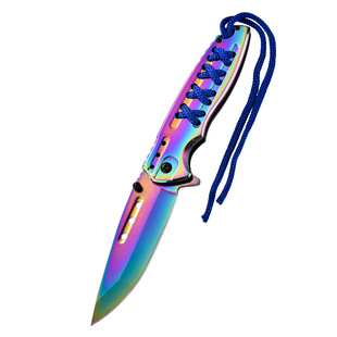 S30V粉末钢折叠水果刀彩钛合金高硬度露营小刀随身携带刀具