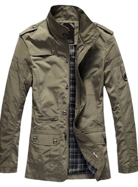 男士纯色修身立领夹克外套