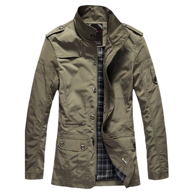 男士纯色修身立领夹克外套