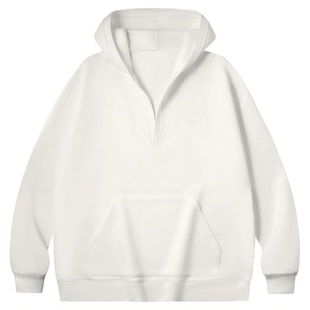 PSO Brand 男装女装空气层大V领纯色刺绣宽松连帽卫衣外套秋冬潮