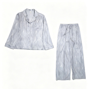 仲夏密码【白玉】高级感轻奢冰丝睡衣2026新款夏凉感女长袖家居服