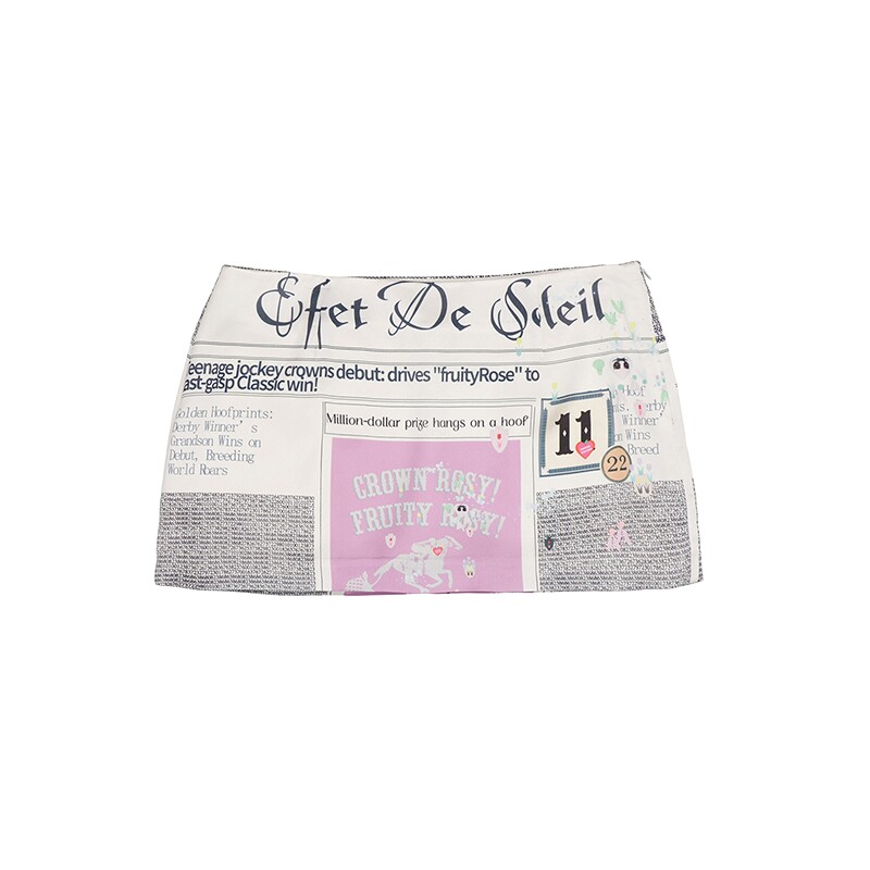 【ENG】Effet de Soleil低腰半身裙女复古印花缎面包臀短裙新品26