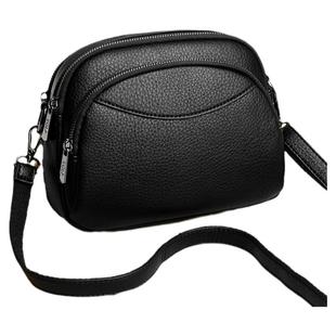 2026新款简约女包软皮小包包休闲单肩斜挎包多隔层时尚黑色手机包