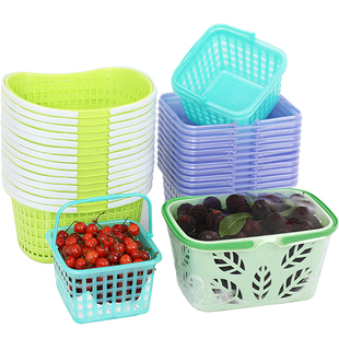 塑料杨梅采摘篮子筐1-8斤长方形手提无盖枇杷桑葚通用水果框厂家