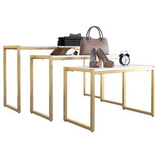 服装店流水台直播带货展示架展会高低桌花店包包鞋架展示台中岛台