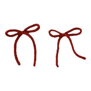 打个蝴蝶结 节日氛围感樱桃红毛线发夹 小众设计气质甜美刘海边夹
