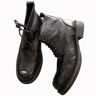 5208-15帅的要M!真皮磨破钢头马丁靴男 头层牛皮厚底马丁靴