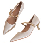 新中式国风黑色气质高跟鞋女2025尖头玛丽珍单鞋配旗袍晚礼服女鞋