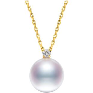 黛米珠宝 镜霏 12-13mm正圆镜华珠18K金钻石珍珠项链女单颗大吊坠