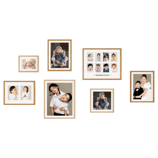 实木相框挂墙组合免打孔钉大尺寸家庭亲子照定制空框婚纱照照片墙