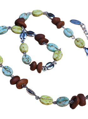 myzoo真咖啡豆吊坠毛衣链项链树脂复古文艺个性串珠暗黑系配饰女