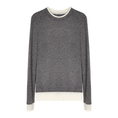 因由天丝/羊毛套头圆领针织衫