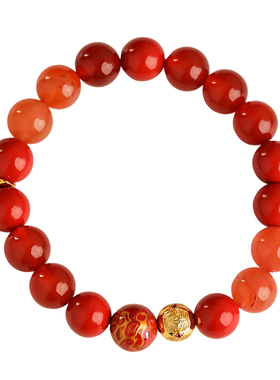 天然飘花南红玛瑙转运珠原石朱砂手链串特级螺钿大漆非遗情侣送礼