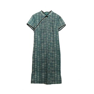 18CXC-131【碧瑶】夏前世今生复古温婉斜襟改良立领短袖旗袍